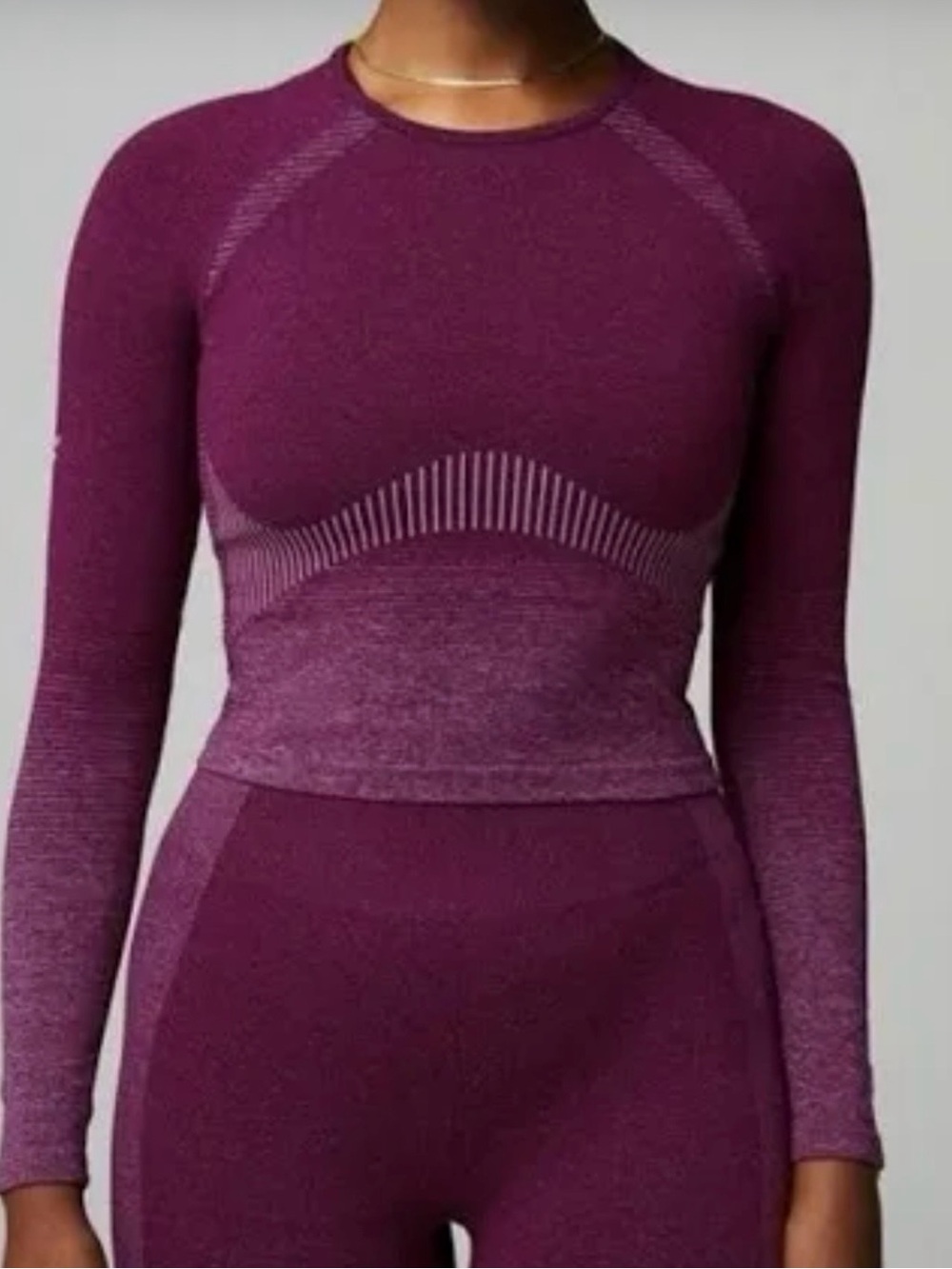 Fabletics Plum Ombre Seamless top and bottoms